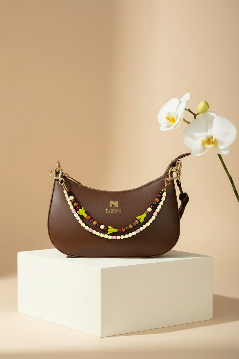 Nāpali Collective Colorful Bead & Flower Lei Crossbody Studio Shot